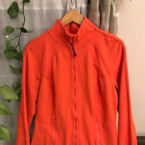 Orange Fitted Athletic Zip-Up